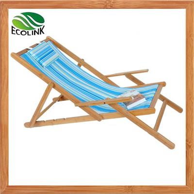 Bamboo Wood Outdoor Foldable Sun Chaise Lounger Leisure Beach Chair
