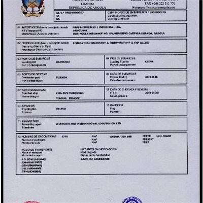 Certificate Of Export Africa CNCA BIETC ECTN BESC