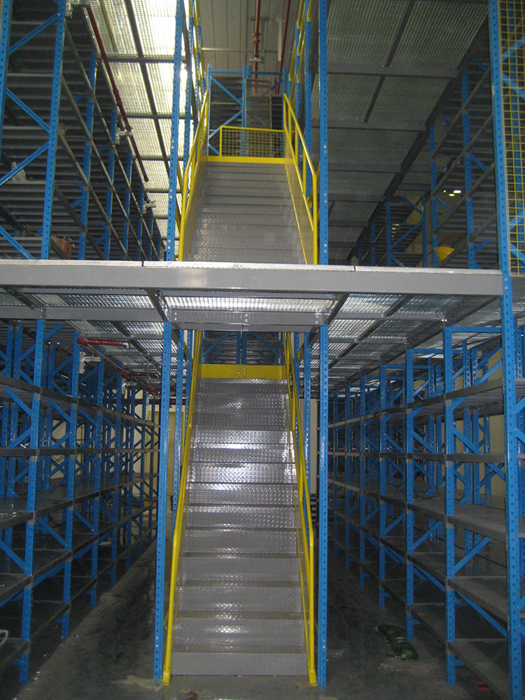 With 2 level floors multi- tier racking