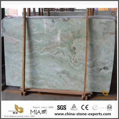 Natural Rainbow Colorful Green Travertine Marble Slab