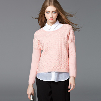 Factory supply women sweater collar neck special pointelle knit new design girl sweater