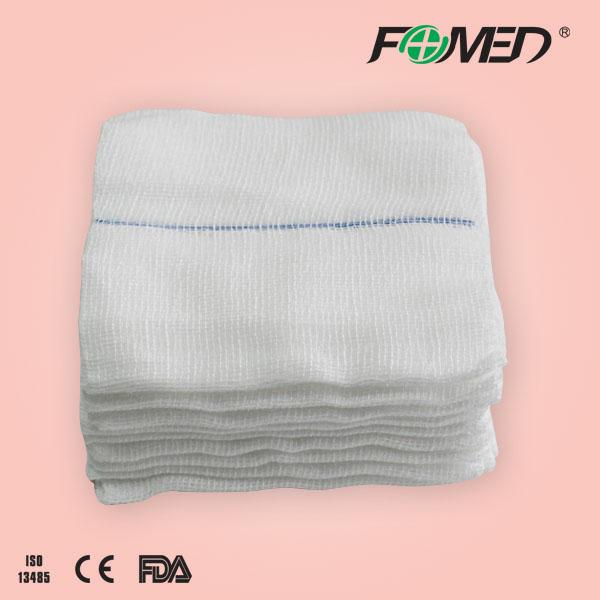 Medical gauze swabs with X-Ray Woven-in or melted into the fabric and sterilization by steam, EO or gamma