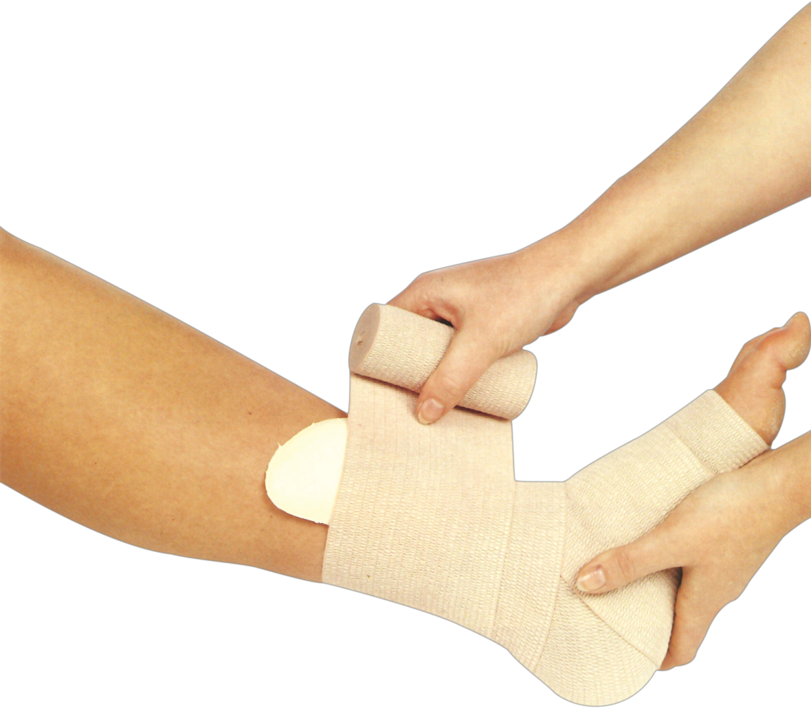 High quality Medical Elastic Compression Bandage with high cotton content and ribbed surface.