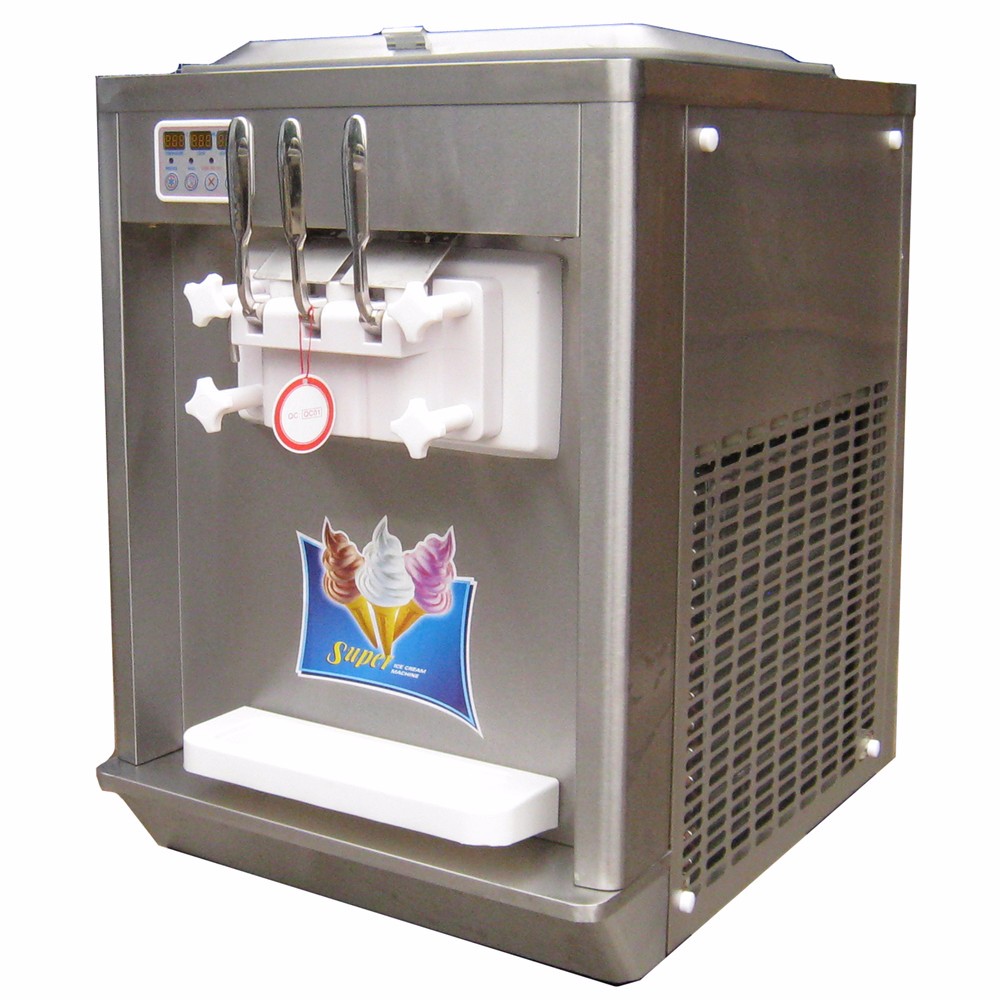 new industrial stainless steel table top ice cream machine with 3 flavors