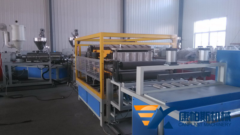PVC glazed tile production line  PP,PVC wave board production line PVC glazed tile production line is composed of two conical double screw extruders, one single screw extruder, co-extruding distributo