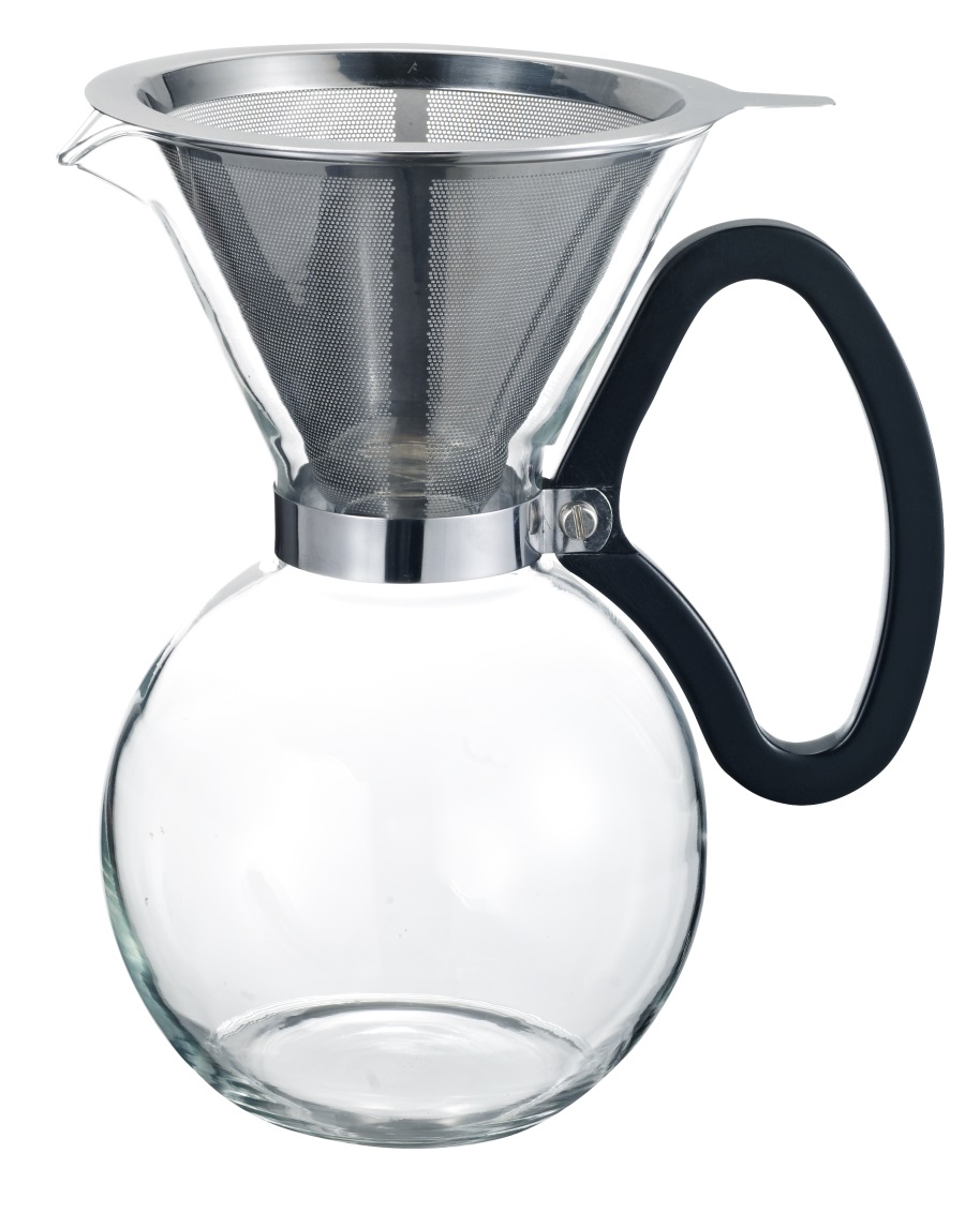 Pour Over Coffee Maker with Permanent Stainless Steel Mesh Filter/Coffee Dripper with Glass Carafe