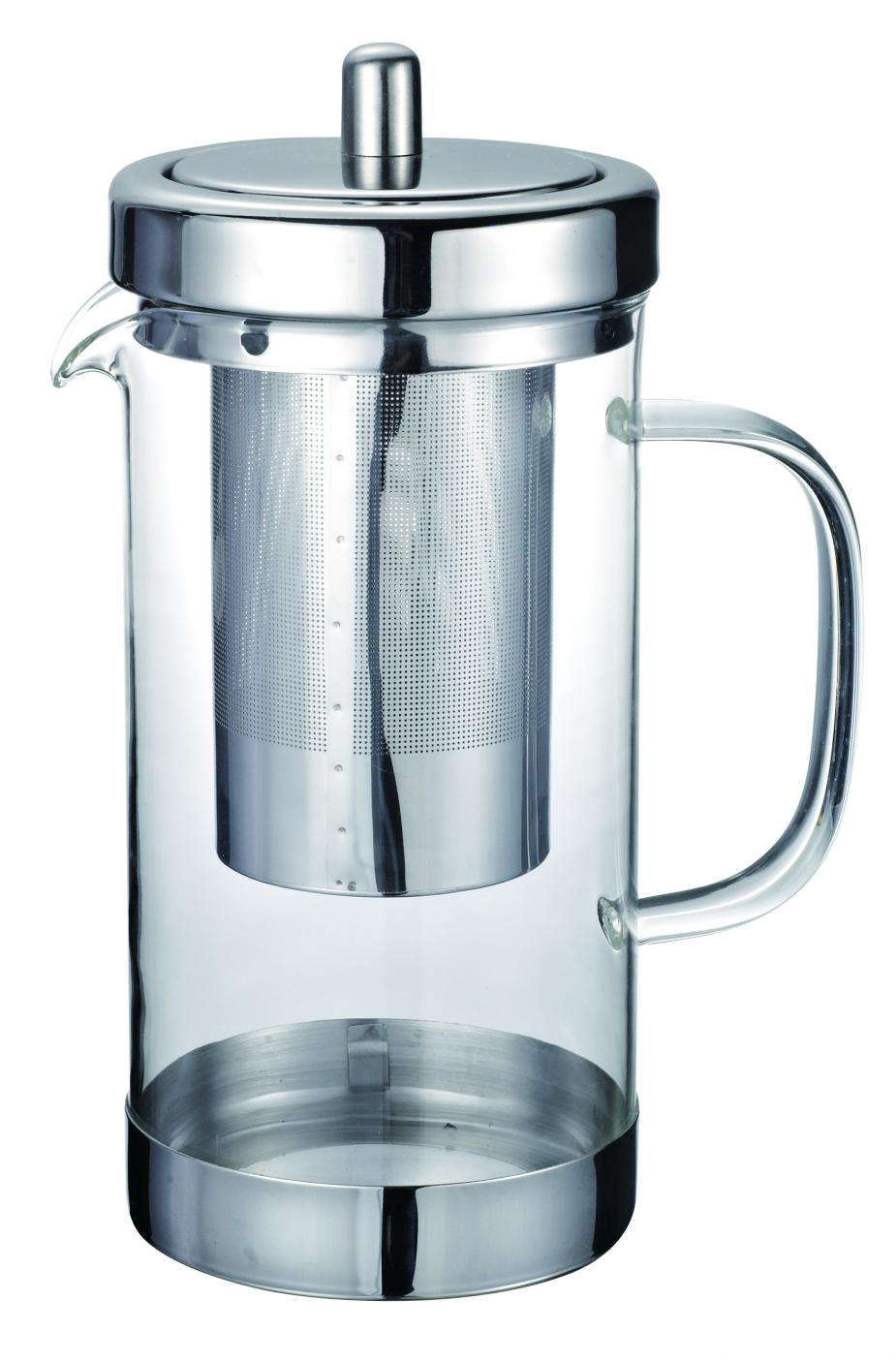 Heat Resistant Glass Tea pot/tea maker with Stainless Steel Holder（infuser/Strainer）