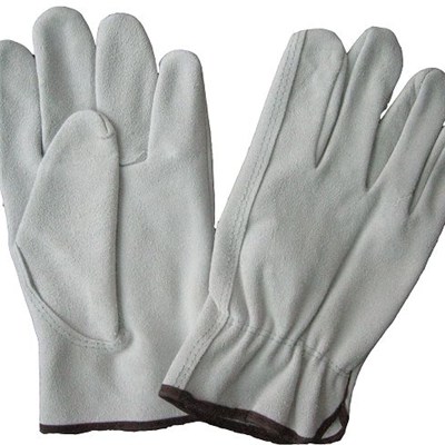 2014 Best Selling High Quality Cow Grain Leather Driver Safety Gloves