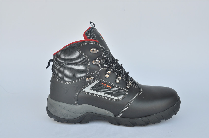 Black Full Grain Leather Safety Shoes With Steel Toe WXRB-034