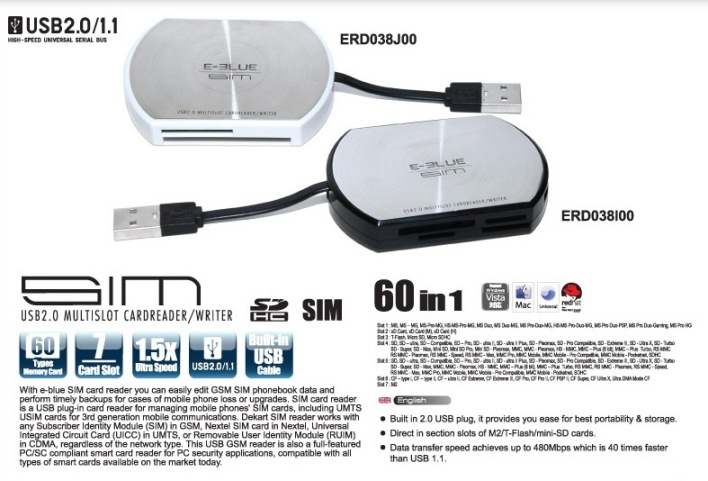 SIM USB 2.0 Multi Card Reader + SIM card function