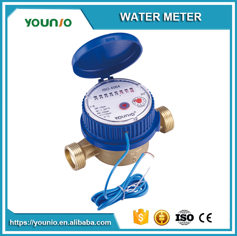 Younio Lowest Price Single Jet Water Meter,Dry Type Pulse Output With Reed Switch