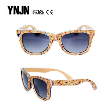 High quality YNJN trendy women mens bamboo wooden sunglasses polarized