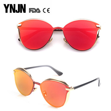 Professional manufacturer YNJN women mirror lens fashionable sunglasses