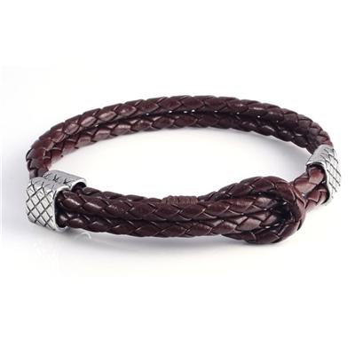Designer Mens Brown Braided Leather Cuff Bracelets