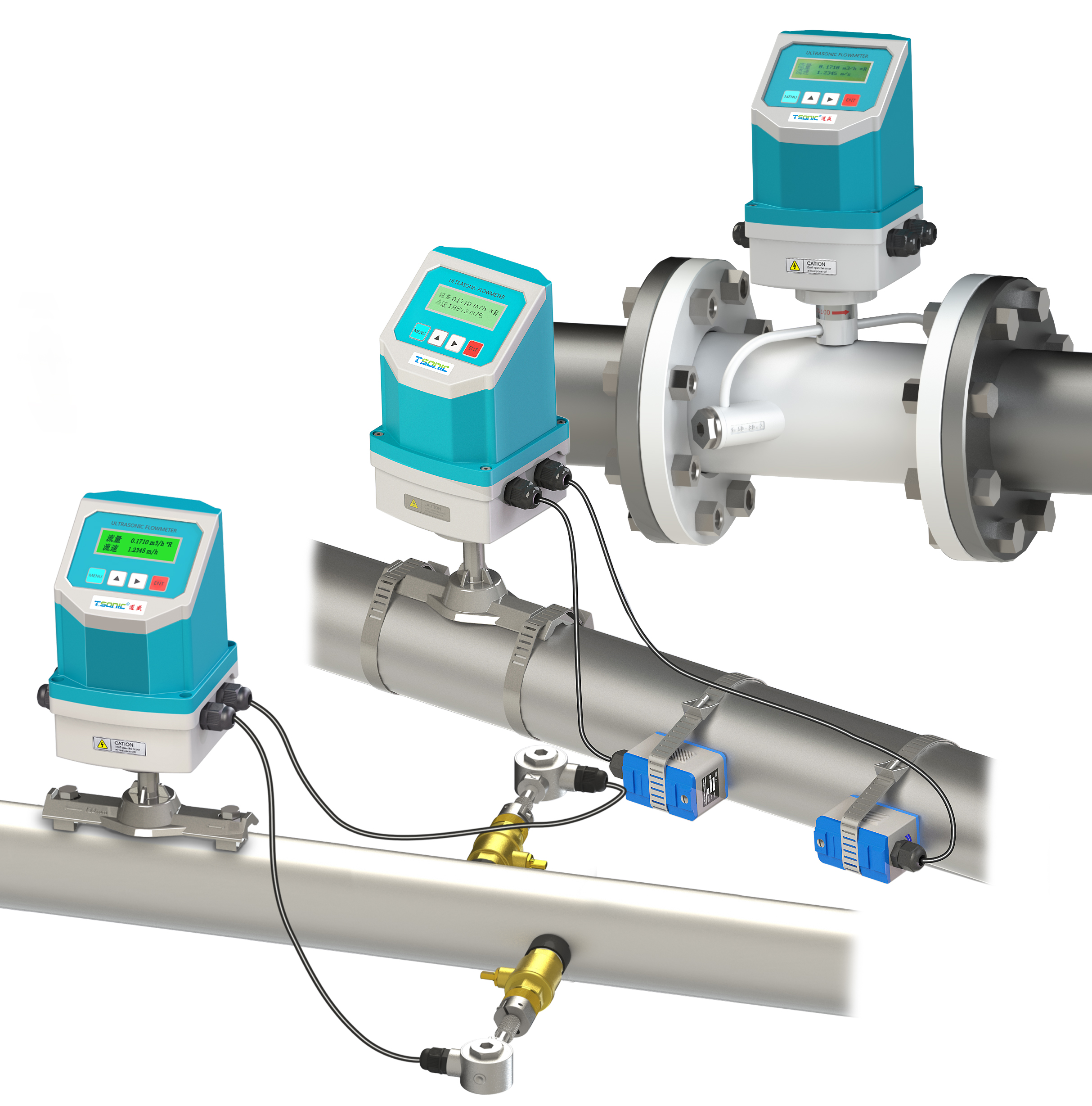 Integrated ultrasonic flow meter