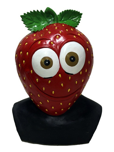 Genuine Overhead Latex Funny Fruit Costume Accessory strawberry Mask