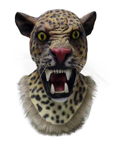 Top Selling Lively Jaguar Head Mask Latex Halloween Costume Animal Tiger Mask