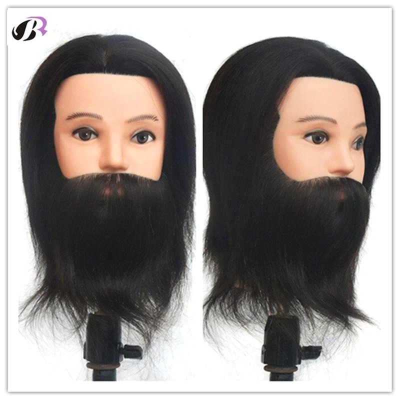 100% Real Human Hair Beard Hairdressing Training Man Head Training Mannequin Head Mannequin Doll Wig Heads Hairdressers With Wig