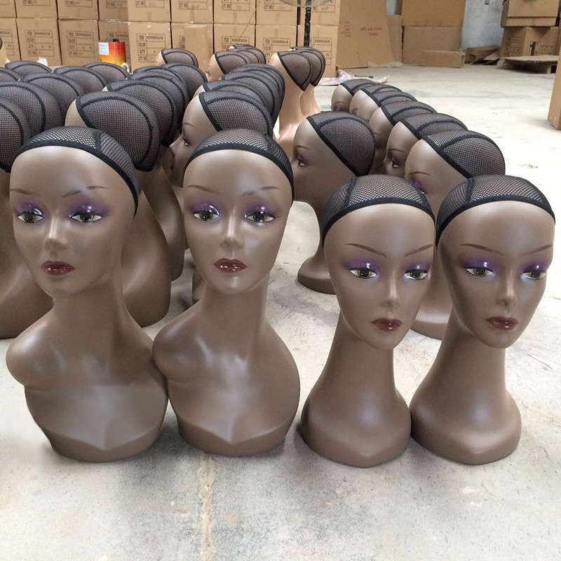 Realistic Europe and America Female Mannequin Manikin Head 47cm Black Hair/Wig/Diomand Display Mannequin Head