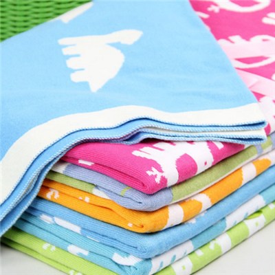 100% Cotton Custom Design Baby Blanket Knitted Throw