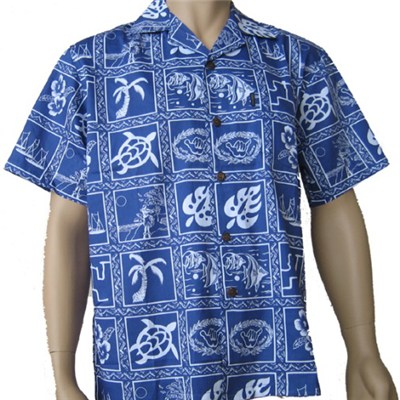 Men 100% Cotton Aloha Shirt