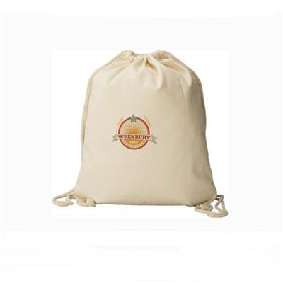 Recycled Fashion Natural Printed Gift Backpack 100% Canvas Cotton Drawstring Bag