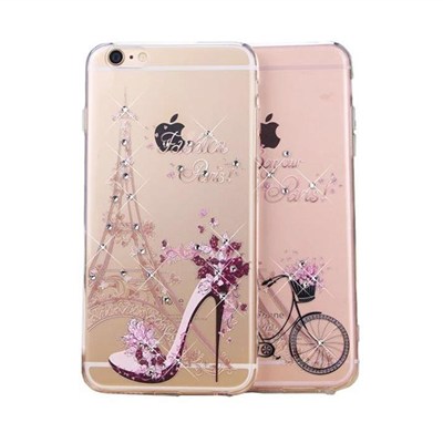 For Apple IPhone 6 6s Girl Style Bling Diamond Rhinestone 3D PC Clear Mobile Phone Case