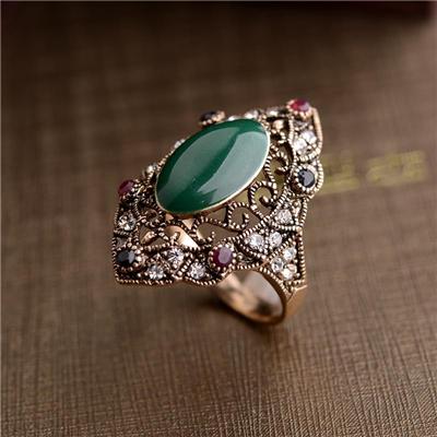 Coffee Gold Plated Archaize Gem Ring