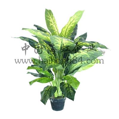 Artificial Silk Poly Ester Tropical Rain Forest Green Dieffenbachia Tree Plant