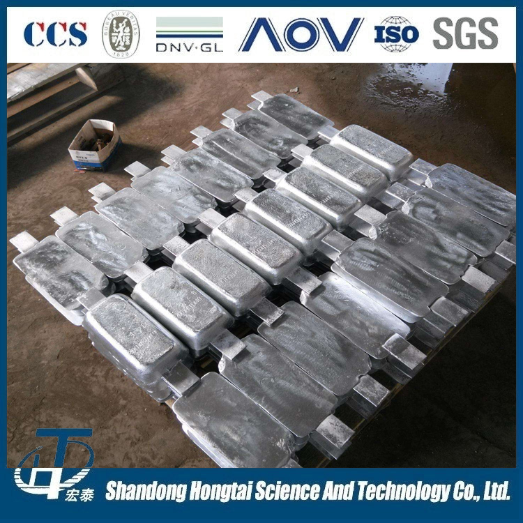 sacrificial zinc hull anode for ships and cathodic protection