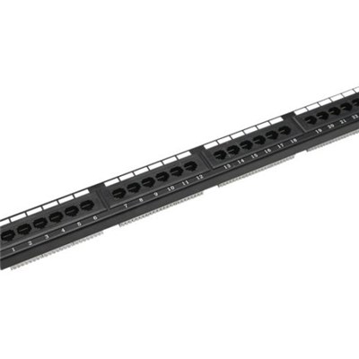 19 Inch 24 Port Cat 5e Cat 6A Patch Panel RJ45 Modular Loaded With Cable Manager