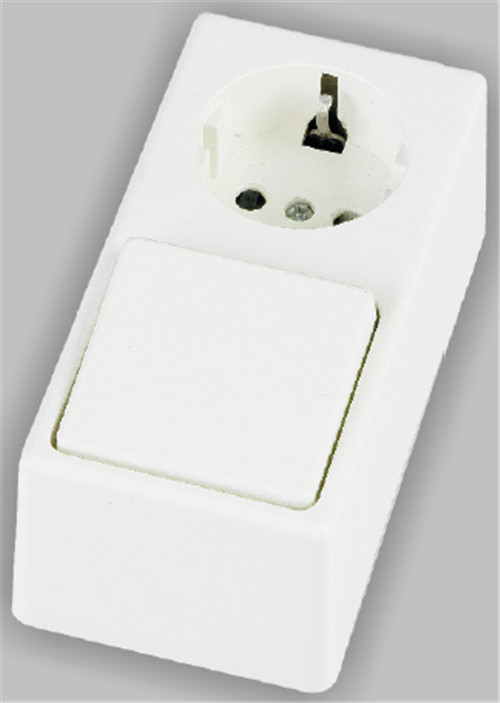 Surface type schuko socket with switch