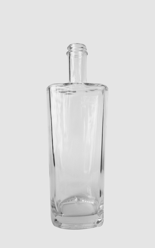 Flat shoulder clear glass bottle for Gin, Vodka, Brandy, Whisky