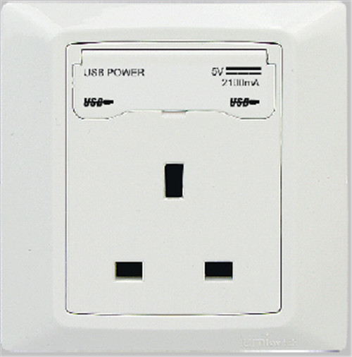Dual USB outlet with british standard socket