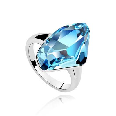 Luxury Personalized Jewelry Rings Jewelry Manufacturers Selling Wholesale Genuine Blue Austrian Crystal Ring