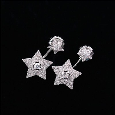 Exquisite Star Full Rhinestone Ear Jacket stud earrings, OEM/ODM welcome ER-12456