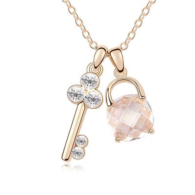 Zircon Necklace With White Key Pendant Gold Plated,3 Colors For Choose NL-10443