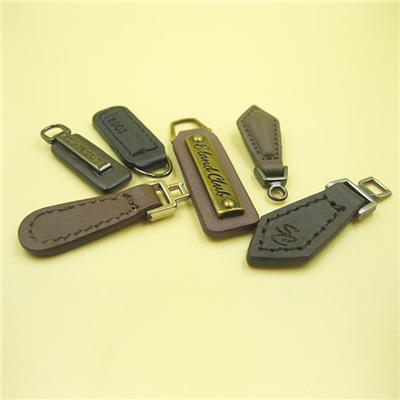 Fancy Custom Logo Triangle Leather Zipper Pull Tabs For Garment