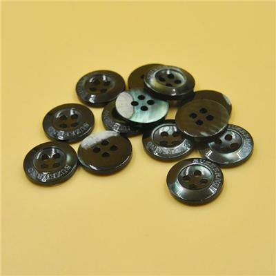 Beautiful Custom Logo Dyeing Black Mother Of Pearl Shell Knitting Buttons With 4 Holes For Garment