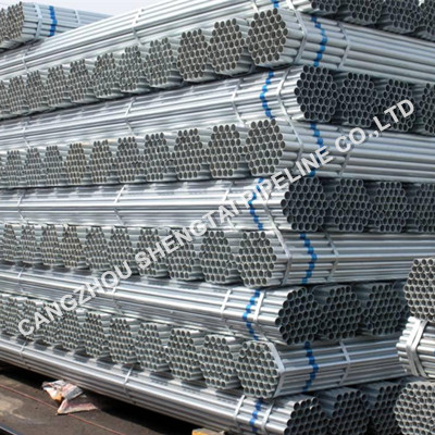 hot dip zinc galvanized Carbon construct erw steel pipe/tube in stock