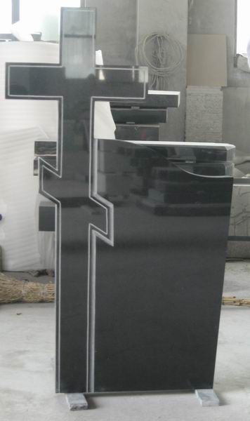 Best price China black granite corrugated tombstone