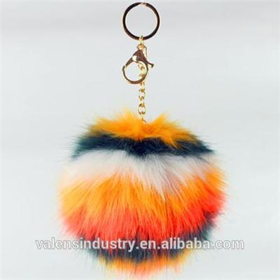 High Quality Custom Flower Shape Fox|Rabbit Fur Pom Pom Ball Keychain Pom Poms Pendant For Woman Cellphone|handbag|Car