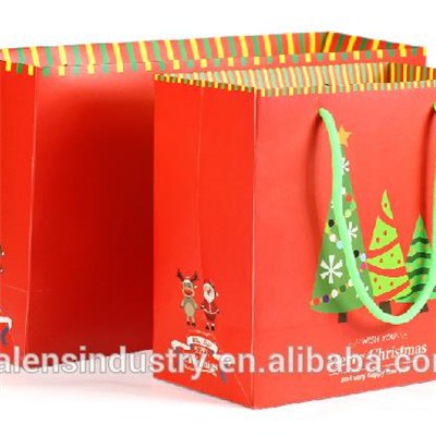 OEM Promotional Wholesale Customized Logo Ideas Design Santa Claus Christmas Fancy Paper Shopping Gift Bag Supply