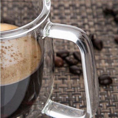 200ml Clear Dual Layer High Borosilicate Glass Cup Heat Resistant Coffee Tea Cup Milk Water Mug Home Drinkware