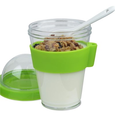 12 Ounce Cold Yogurt Breakfast On The Go With A Spoon And Silicone Holder