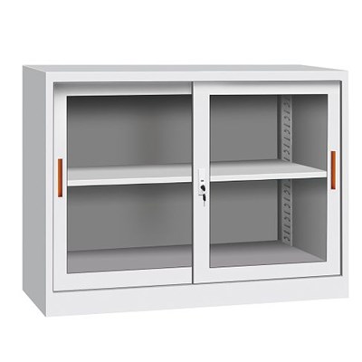Short Glass Sliding Door Small Storage Filing Cupboard