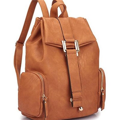 Convertible Lock Function Faux Leather Backpack With Flap