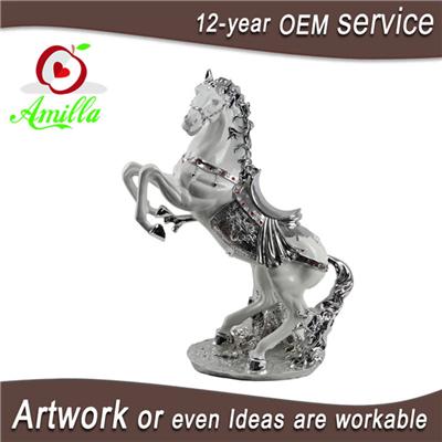 Collectible Silver Resin Horse Sculptures Home Offce Ornaments For Sale