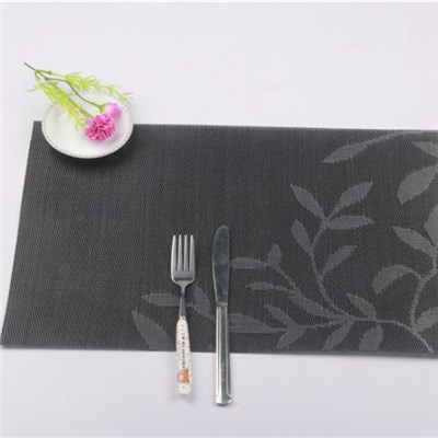New Rectangle Leaves Woven Jacquard Placemats Eco-friendly Pretty Hot Sale Dining Mats