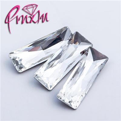 8x24mm Comic Baguette Shaped Point Back Crystal Clear Fancy Rectangle Rhinestones For Jewelry Necklace Making